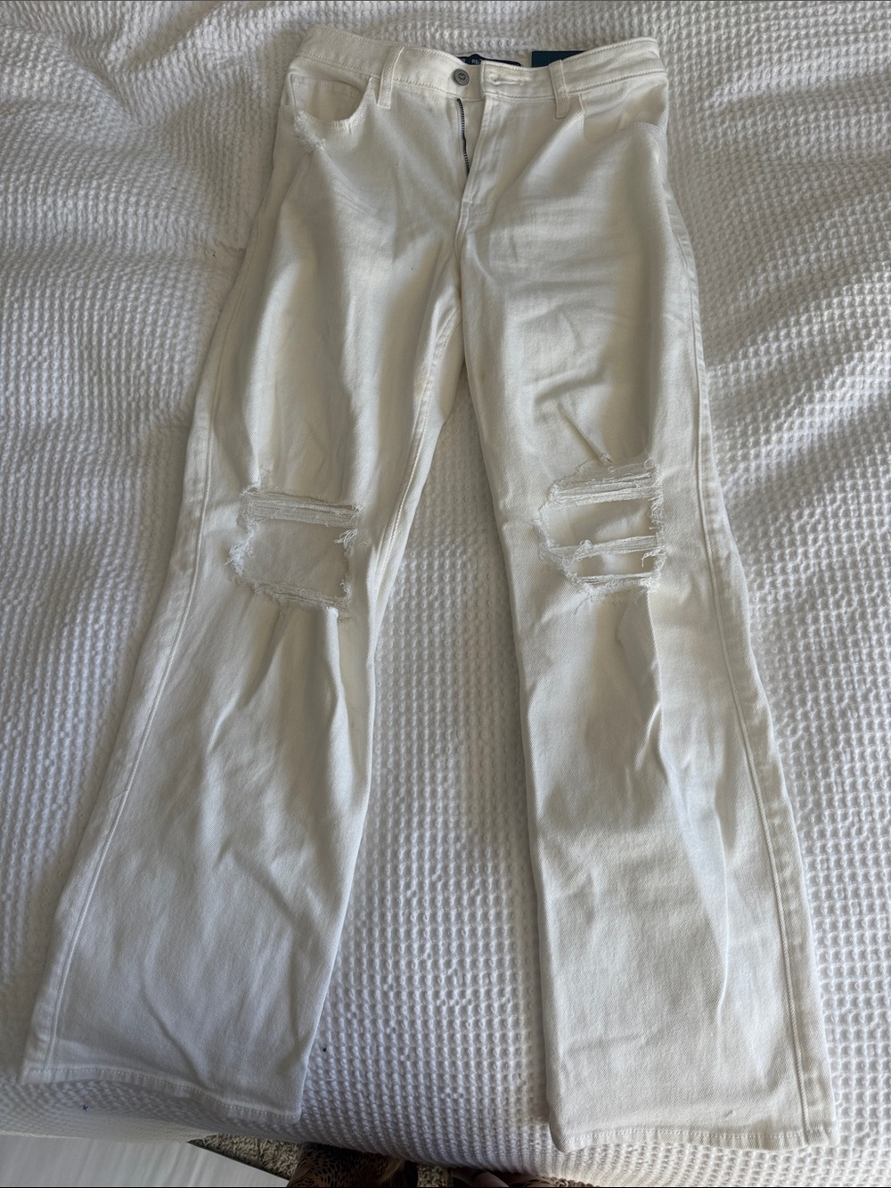 Hollister White Distressed Flare Jeans